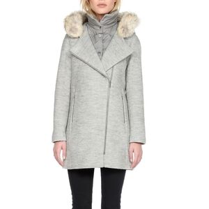Soia & Kyo Rafaella Wool Coat Asymmetric Zip Light Grey Small